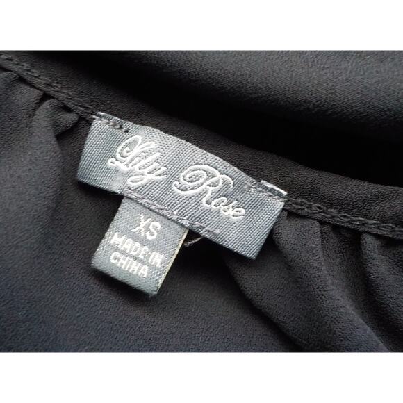 Lily Rose Black Tank Top Women size XS Peplum Spaghetti Straps Chiffon Boho - Picture 7 of 7